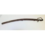 CAVALRY OFFICERS SWORD with an 83cm curved fullered blade, the leather grip lacking the wire