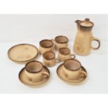 DENBY MEMORIES COFFEE AND TEA SET comprising coffee pot, milk jug, sugar bowl, six coffee cups,