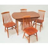 POL DINETTE KITCHEN TABLE with shaped drop oak effect formica flaps and top, on turned supports,