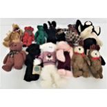 THIRTEEN VARIOUS BOYD ANIMALS including two pigs, two reindeer, two monkeys, two plaid bears, cat,