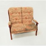 WILTON STAINED BEECH HIGH BACK TWO SEAT SOFA with floral loose back and seat cushions, with matching
