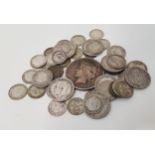 SELECTION OF BRITISH AND OTHER SILVER COINS silver content 900-925, approx 124 grams