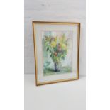 JOHN S. CLARK Chrysanthum and Golden Privet, watercolour, signed and label to verso, 52cm x 37cm