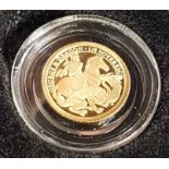 2021 GEORGE AND THE DRAGON 200th ANNIVERSARY PROOF GOLD ONE-EIGHTH SOVEREIGN reverse: St George on
