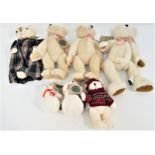 SEVEN BOYD BEARS all in pale plush and all with original labels, five with numbered plastic bags (7)