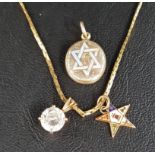 ENAMEL DECORATED ORDER OF THE EASTERN STAR NINE CARAT GOLD PENDANT on nine carat gold chain,