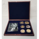 COMPLETE QUEEN ELIZABETH II SIX COIN COLLECTION six gold plated coins, in box (6)