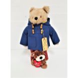 PADDINGTON BEAR wearing a blue duffle coat, knitted yellow jumper and red wellington boots, 47cm