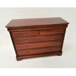 LARGE CHERRY CHEST OF DRAWERS with a moulded top above two frieze drawers with three long