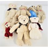 SEVEN BOYD BEARS all in pale plush and six with original labels, six with numbered plastic bags (7)
