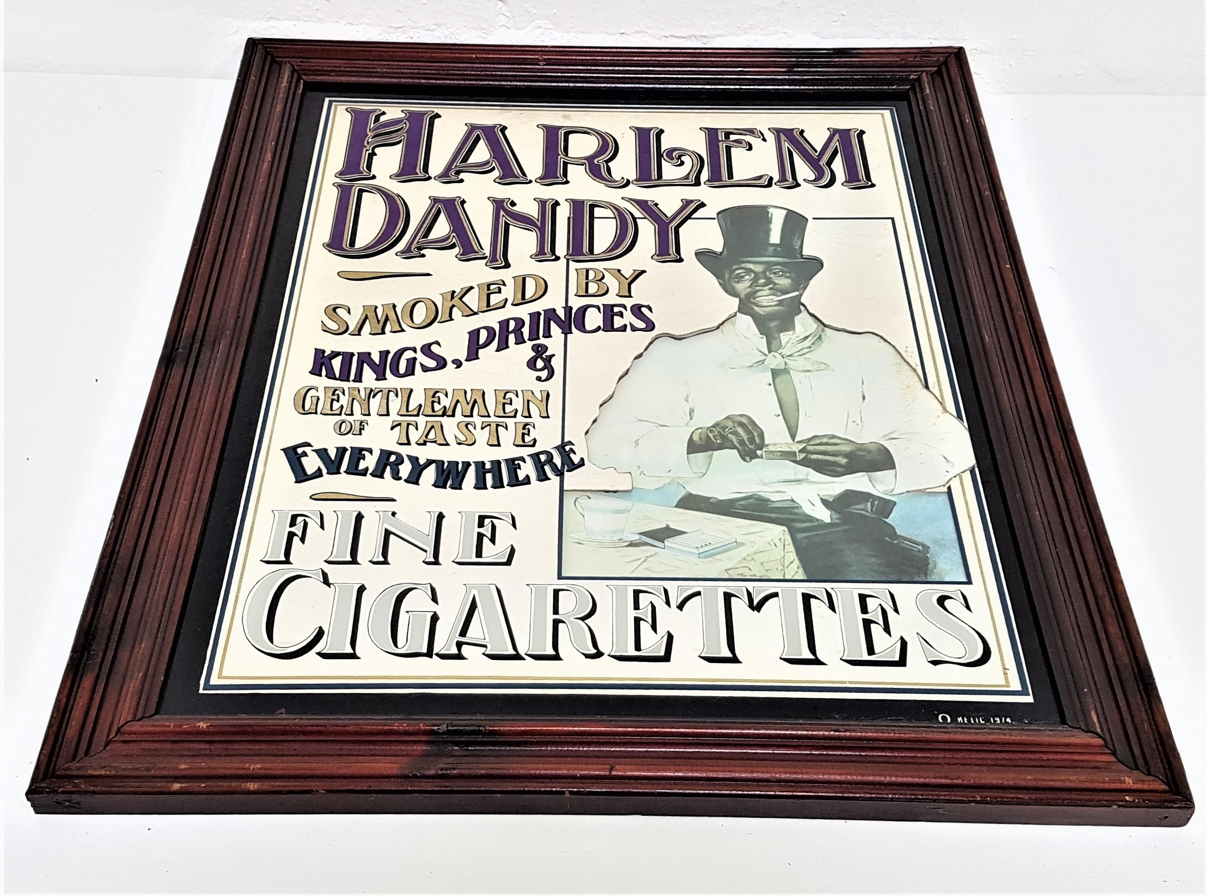 HARLEM DANDY ADVERTISING WALL MIRROR in a stained frame, 62cm x 52cm overall