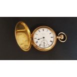 GOLD PLATED ELGIN POCKET WATCH the white enamel dial with Roman numerals and subsidiary seconds