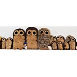 PARLIAMENT OF SOFT OWL TOYS comprising twelve Alresford Crafts graduated owls, 26cm-65cm high,