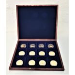 COMPLETE HISTORY OF THE STEAM TRAIN COIN COLLECTION twelve gold plated coins in box (12)