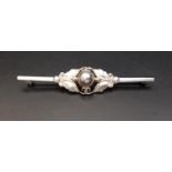 GEORG JENSEN DANISH SILVER BROOCH pattern number 224B, with a half bead centre and foliate surround,