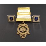 MASONIC ROYAL ARCH MEDAL with a white ribbon with gilt metal mounts, together with a pair of white
