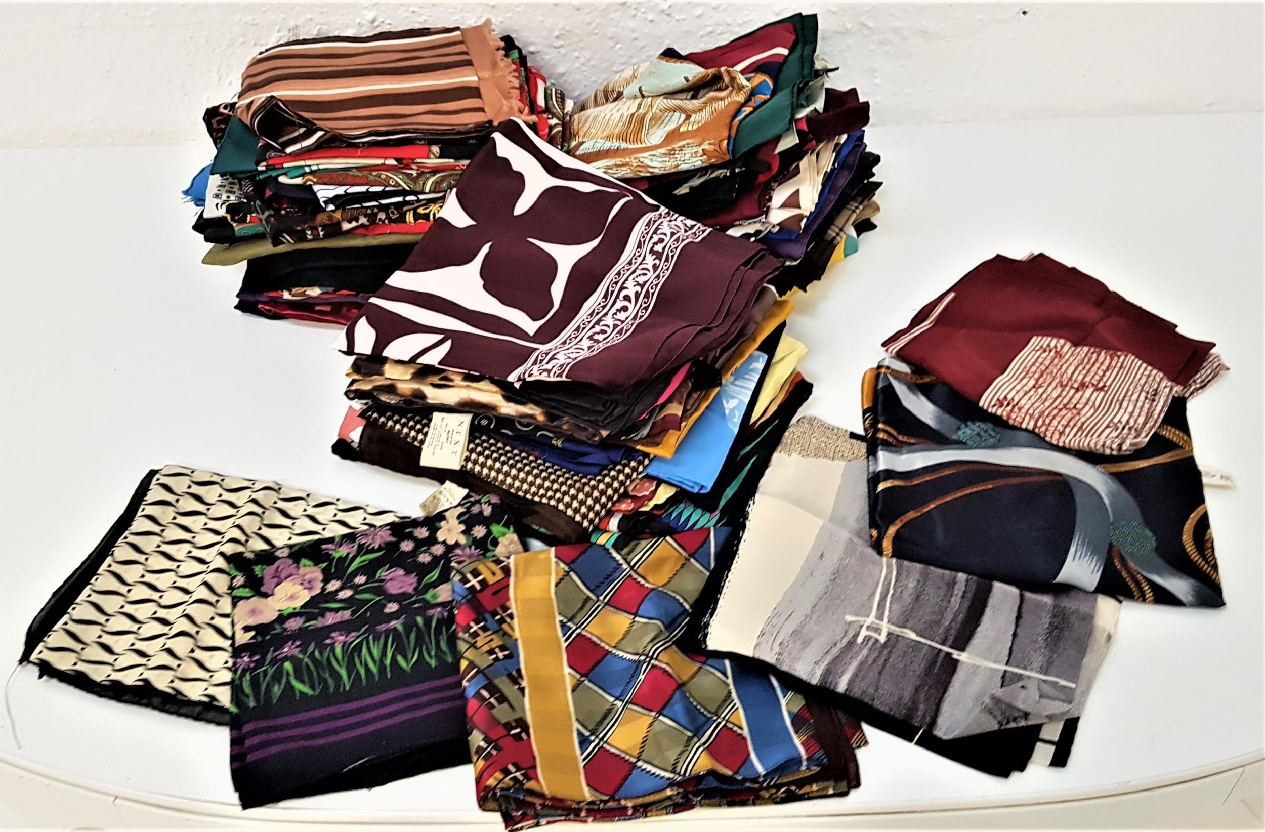 SELECTION OF LADIES VINTAGE SCARVES featuring many colours and designs, some Italian and French