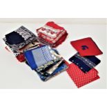 SELECTION OF VINTAGE AND MODERN COTTON BANDANAS featuring different colours and designs,