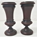 PAIR OF 18th CENTURY LABURNUM TREEN BEAKERS with turned tapering bodies on knopped stems with a