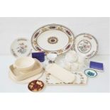 SELECTION OF WEDGWOOD CHINA including twelve plain white saucers with six unmarked cups, large