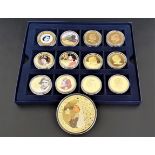 SELECTION OF THIRTEEN GOLD PLATED COINS including; 2011 Elizabeth II Bailiwick of Jersey fifty