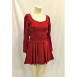 QUEEN OF OUTER SPACE (1958) - LADIES SHORT RED DRESS the wool mix dress with long sleeves and flared
