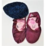 TONI BLAIR BALLET SHOES AND GLITTER HAT - UNKNOWN PRODUCTION the purple ballet shoes by Capezio, and