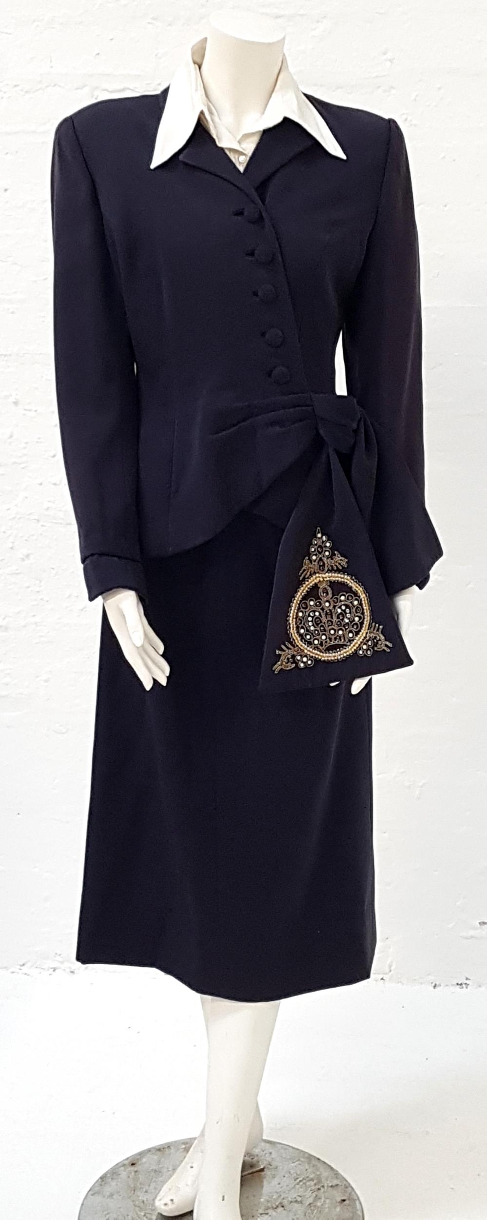 EVITA (1996) - EVA PERON'S NAVY THREE PIECE SUIT - PLAYED BY MADONNA Made by 20th Century props, - Image 2 of 7