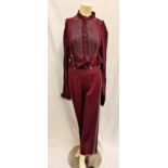 STAYING ALIVE (1983) - BURGUNDY DANCER'S OUTFIT WITH SUSPENDERS Burgundy dancers outfit comprising a