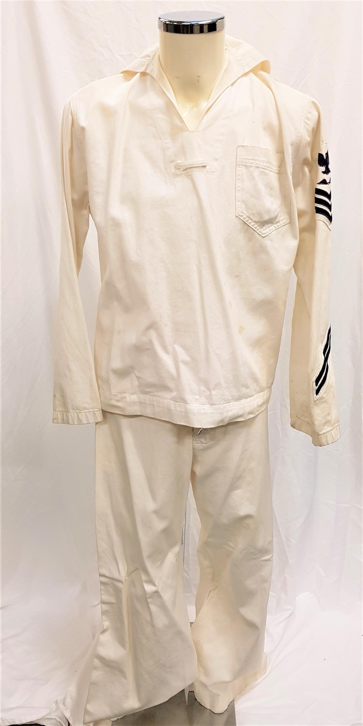 PEARL HARBOR (2001) - U.S. NAVY WHITES UNIFORM Gents naval white canvas trousers 36 inch waist and