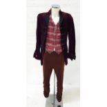 SCOTTISH BALLET - PETER PAN - STARKEY the wine coloured velvet frock coat with ribbon and button