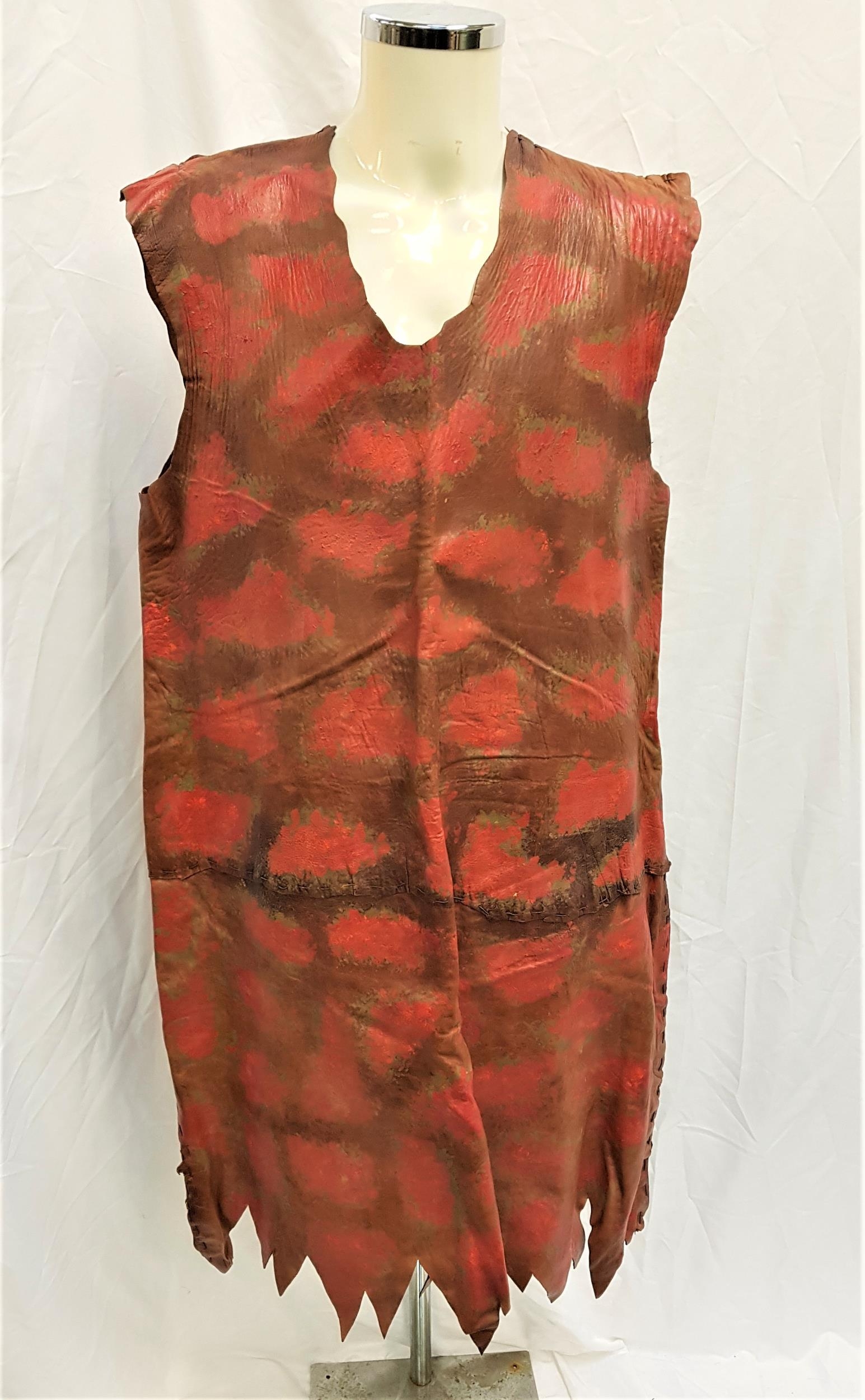 THE FLINTSTONES (1994/2000) - HAND MADE RED LEATHER MEN'S TUNIC/DRESS the brown/red leather tunic