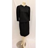 MIMI ROGERS - 'BUTTE KNIT' VINTAGE BLACK WOOL TOP AND MATCHING SKIRT the top with beaded hem and