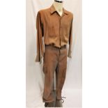 BROWN GUARD'S UNIFORM - UNKNOWN PRODUCTION comprising cargo pants 35 inch waist and 32.5 inch inside
