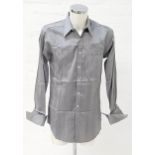 GEORGE BOURIDIS CUSTOM MADE SHIRT in silver with on chest pocket, 17 inch collar Note: George
