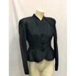 MARY PICKFORD OWNED SATIN JACKET handmade in black satin material with sewn in shoulder pads. Long