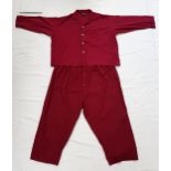 NUTTY PROFESSOR II: THE KLUMPS (2000) - SHERMAN'S STUNT DOUBLE'S PYJAMAS size 5XL burgundy gents