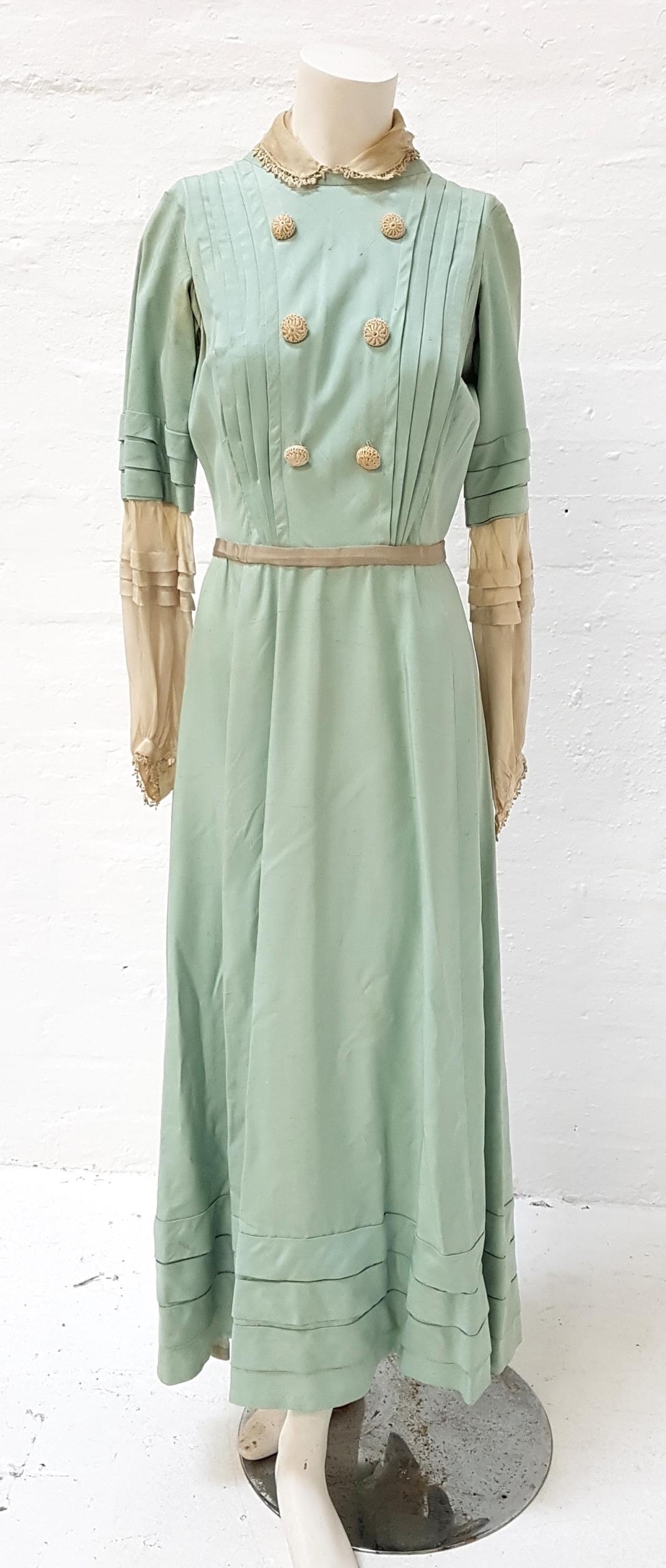 THE CRUCIBLE (1996) - HANDMADE PALE GREEN AND IVORY SILK DRESS Custom made by western costumes,