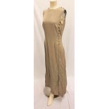 MIMI ROGERS - 'GIORGIO ARMANI' BEIGE DRESS AND MATCHING JACKET the long dress with button side