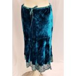 CHER - 'ROZAE NICHOLS' BLUE VELVET SKIRT with sequined hem, size M, with tag from Barneys New