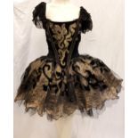 SCOTTISH BALLET - SWAN LAKE - POLISA the short ballerina black velvet dress with appliqued gold