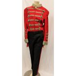 MUSICALS FROM THE 1960's - RED AND SILVER DANCER'S OUTFIT the military style red jacket with