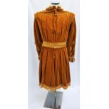 SCOTTISH BALLET - GISELLE - THE DUKE the mustard velvet pleated tunic with long sleeves and gold