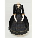 SCOTTISH BALLET - SWAN LAKE - THE QUEEN the black velvet long length dress with black and gold