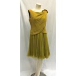 DOROTHY DANDRIDGE OWNED 1960s LIME GREEN EVENING DRESS the handmade dress with accordion pleated