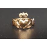 NINE CARAT GOLD CLADDAGH RING ring size P and approximately 3 grams