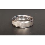 EIGHTEEN CARAT WHITE GOLD WEDDING BAND with brushed finish, by Frederick Goldman, ring size U and