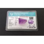 CERTIFIED LOOSE NATURAL AMETHYST the rough cut amethyst weighing 66.72cts, with ITLGR Gemmological