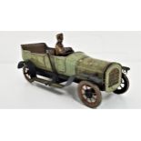 EARLY 20th CENTURY BING WERKE TIN PLATE OPEN TOP CAR in green livery with running boards and a