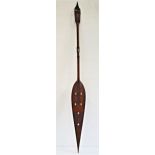 SOUTH PACIFIC CEREMONIAL PADDLE with a decorative carved and pierced handle and shaped carved and